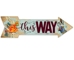Alice in Wonderland Decor This Way directional arrow sign front view