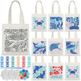 Aliceset marine animals tote bag painting kit with 16 bags and paints