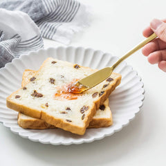 Stainless steel ergonomic butter spreader knife with ergonomic handle