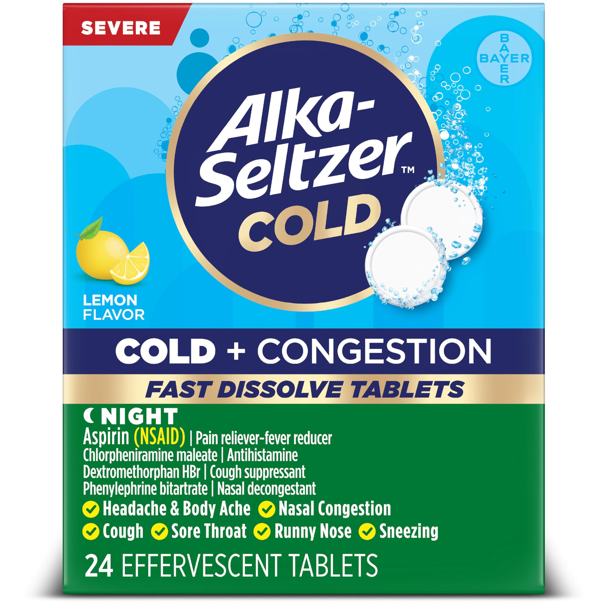 Alka-Seltzer Cold cold congestion night fast-dissolve tablets product image