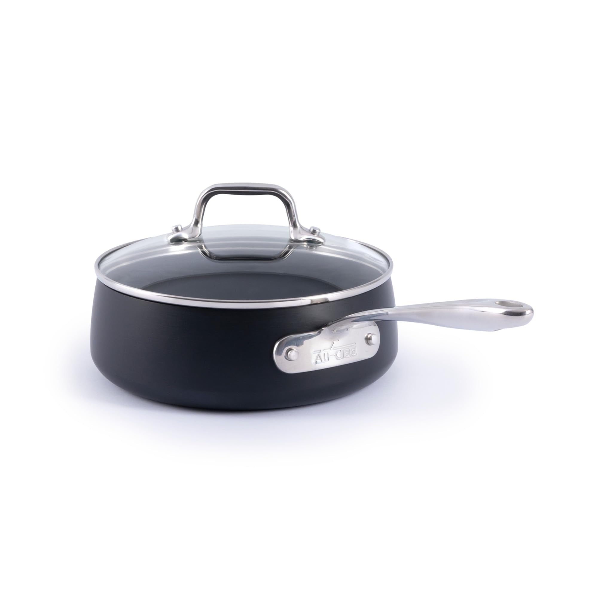 All-Clad HA1 Expert Hard Anodized Nonstick 2.5 Qt Saucepan with Lid front view