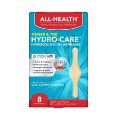 All Health hydrocolloid gel bandages Fingers & Toes 8 Count packaging