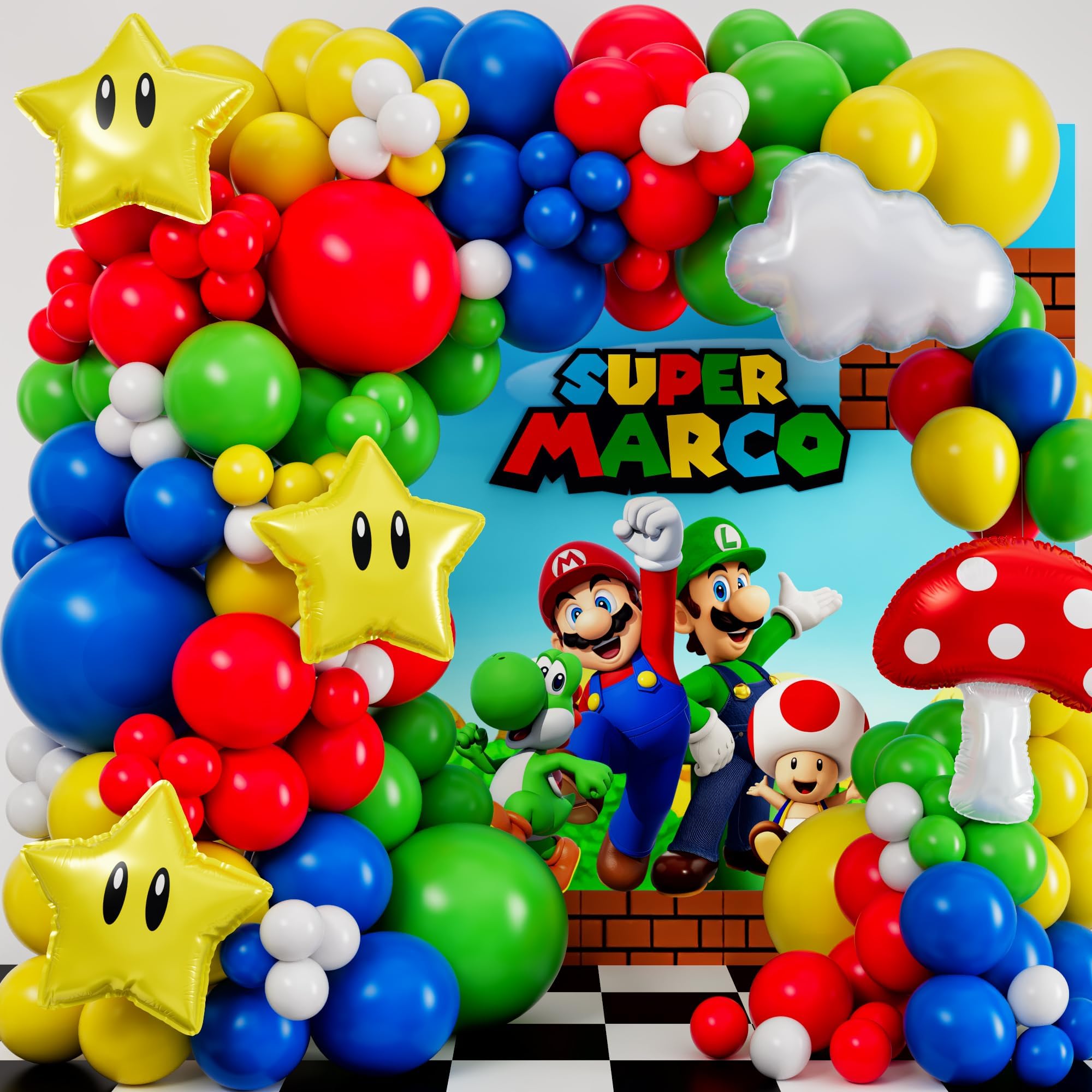 All-In-1 Super Adventure Balloon Arch Kit full contents