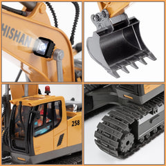 Excavator toy cab rotates 680 degrees with alloy shovel
