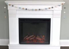 Almond Gray White felt balls in a garland
