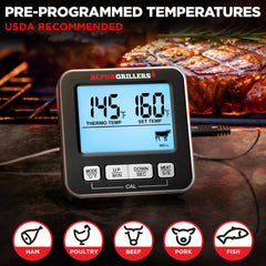 Thermometer with 7 preset temperatures and timer