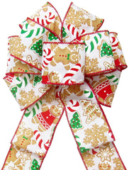 Alpine Holiday Bows gingerbread cookies ivory bows 8in for wreaths