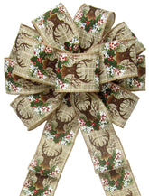Alpine Holiday Bows 10 inch Snowberry Deer Antlers Wreath Bow