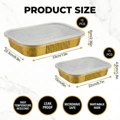 aluminum pan 8.7 x 6 x 1.8 inch size with lid