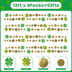 Four 13ft shamrock garlands ready for St Patrick's Day decor