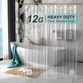 AmazerBath heavy duty shower curtain liner 12 gauge clear with 3 stones
