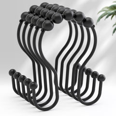 AmazerBath black shower curtain hooks in metal finish
