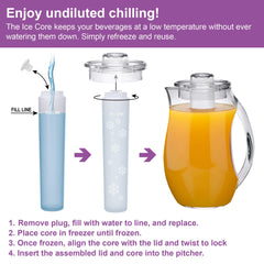 Clear 96 oz pitcher with ice tube and lid