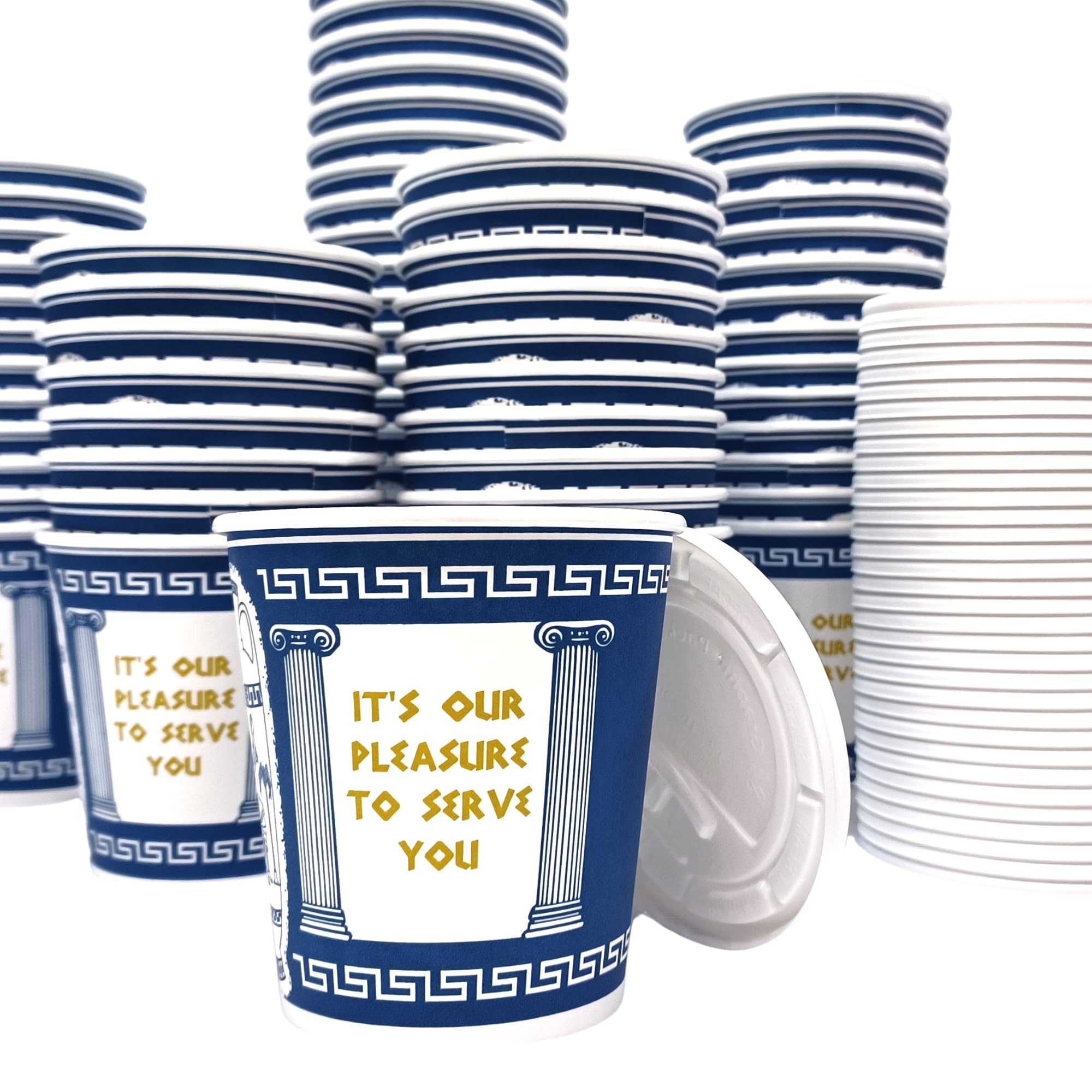 Amazing Goods 50 pack blue and white NYC coffee cups with lids