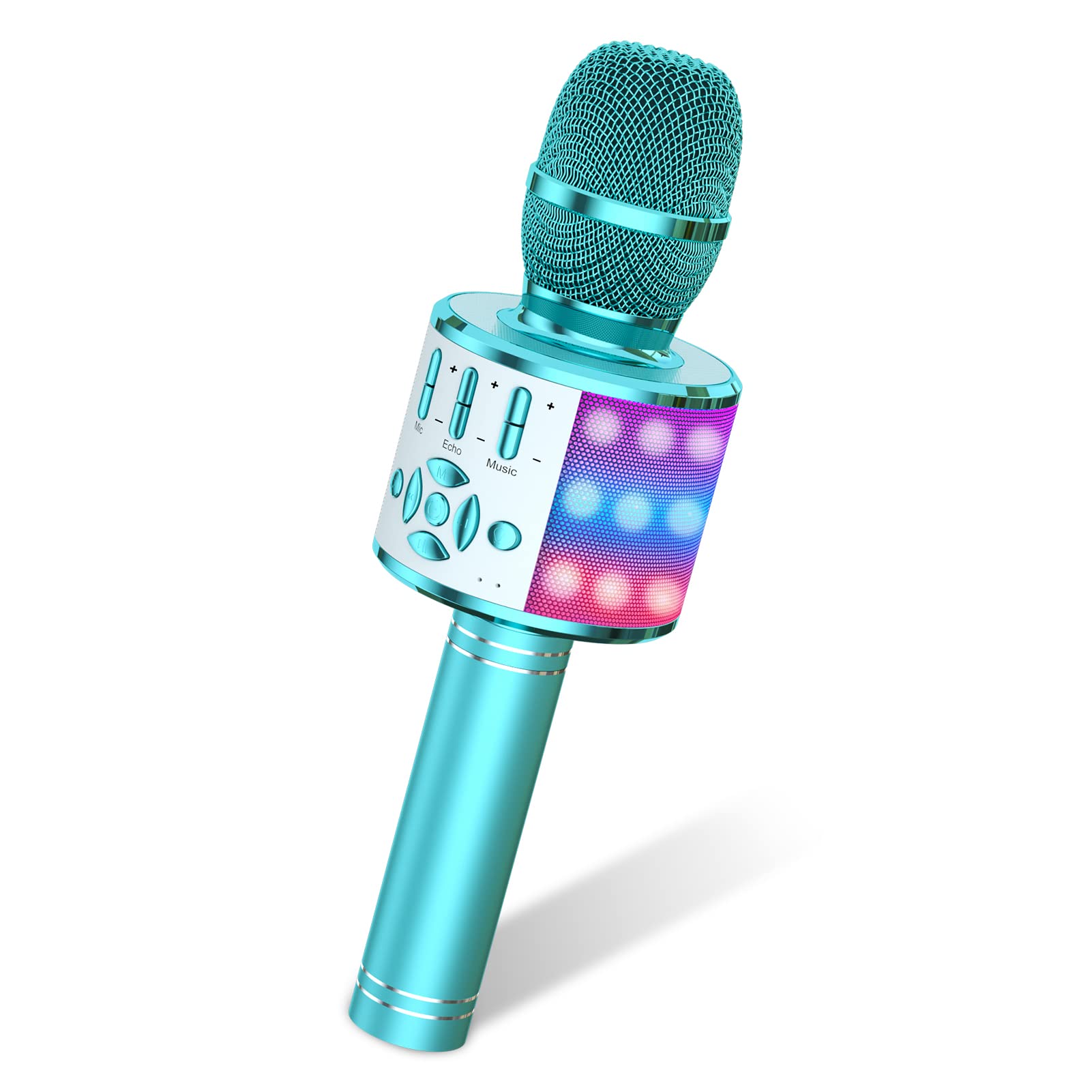 Amazmic kids karaoke microphone blue color front view