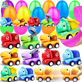 AMENON 12 pack jumbo Easter eggs with dinosaur pull back cars
