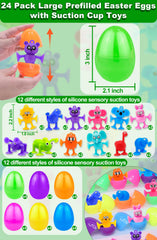 Colorful Easter eggs each containing a suction cup animal toy