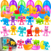 AMENON 24 pack prefilled Easter eggs with animal suction cup toys