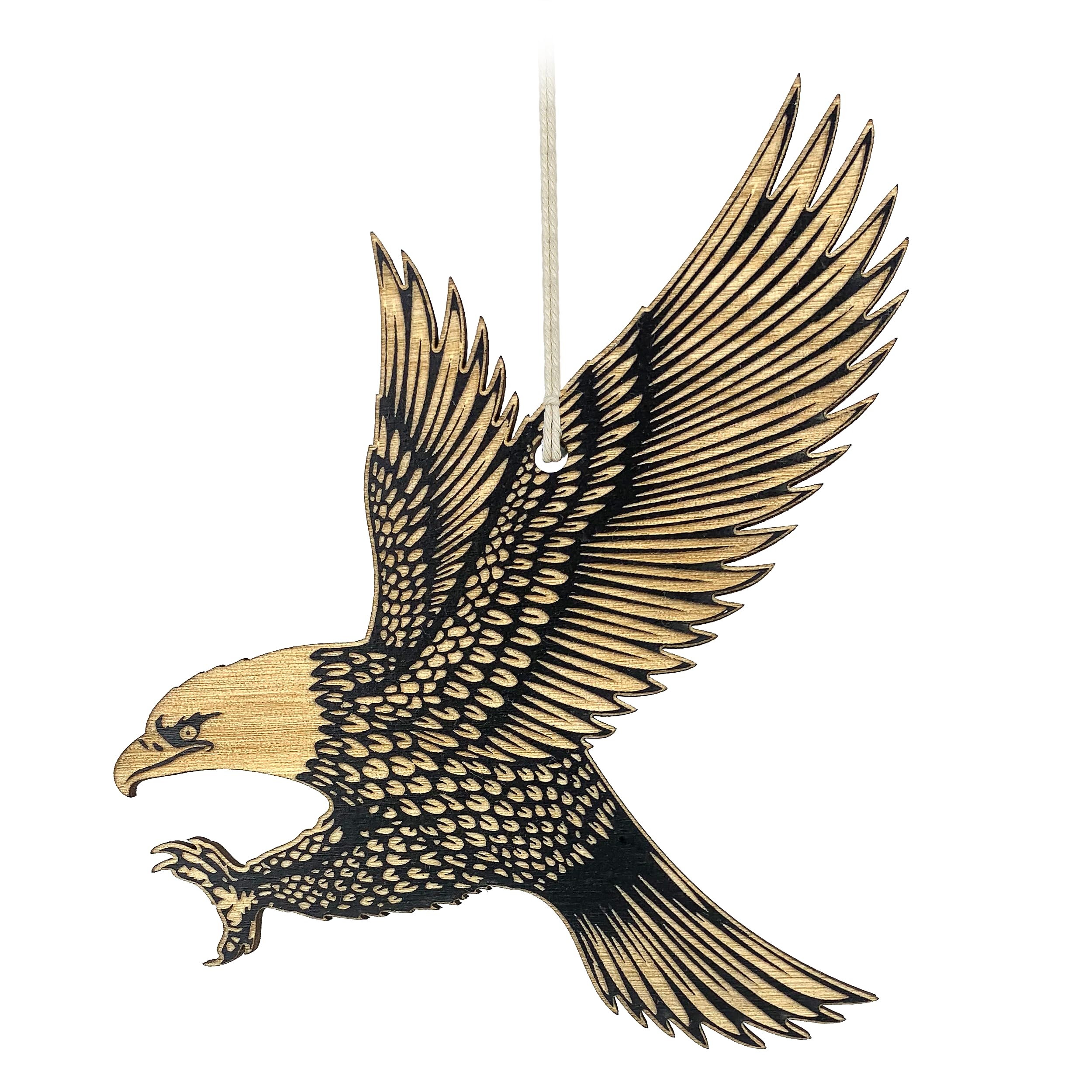 American Bald Eagle Christmas Ornament crafted from birch wood
