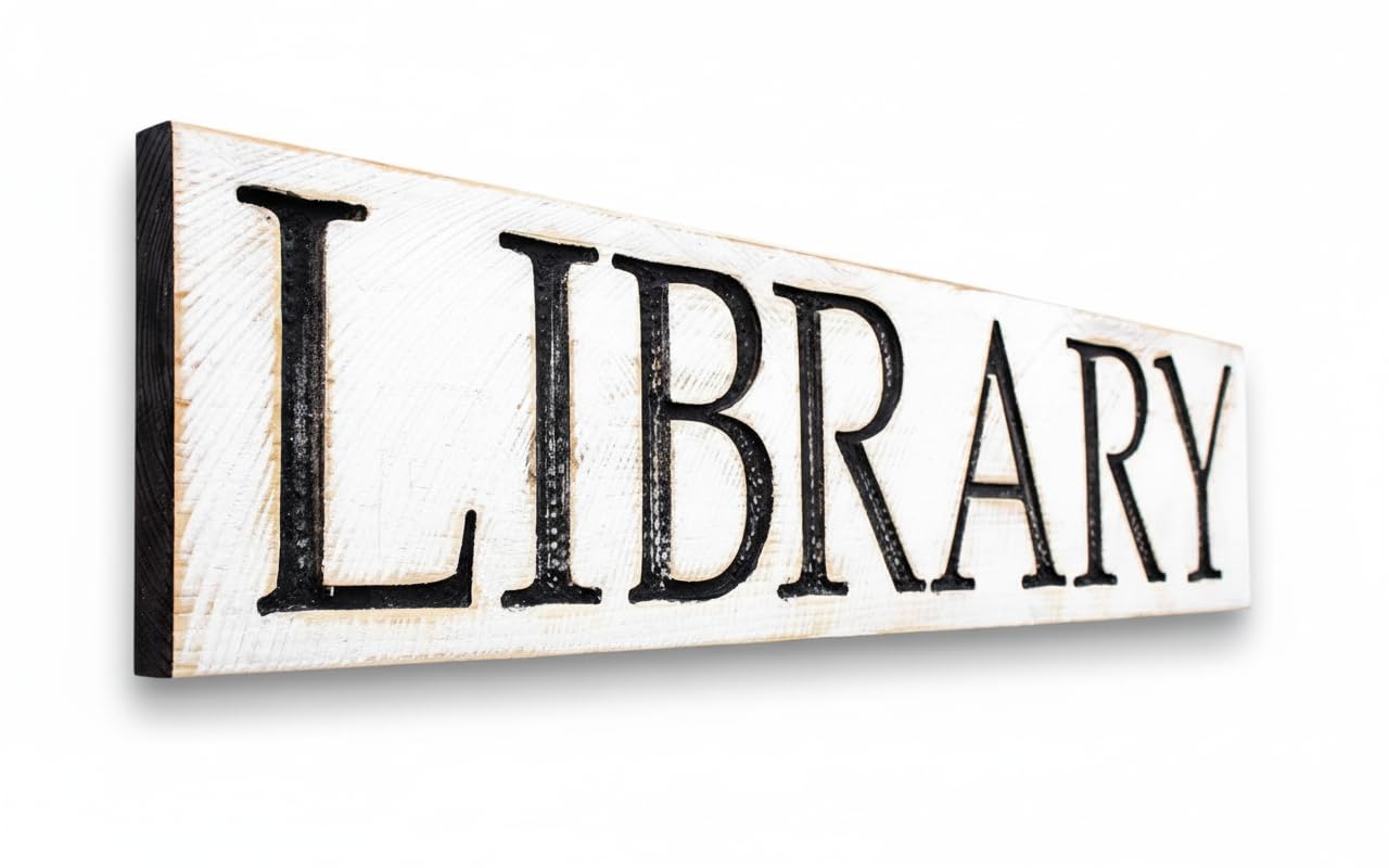 Americana Signs LIBRARY Sign on a 40x8 solid wood board