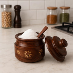 Wooden spoon and snug-fit lid included with spice jar