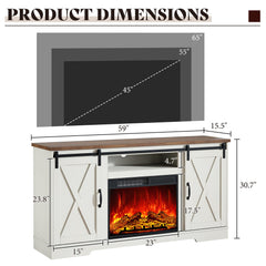 Amerlife 59 inch fireplace TV stand woodgrain top close up