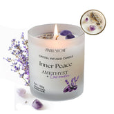 Amethyst Crystal Infused Lavender Candle with real amethyst crystals