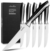 AmHoo steak knives set of 6 non serrated 5 inch blades
