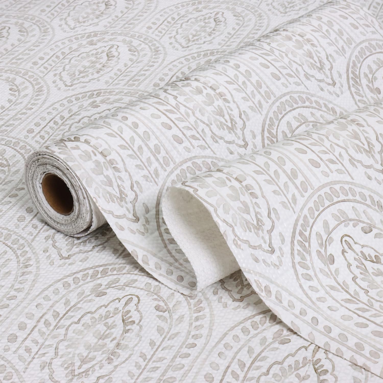 Amiitay beige leaf shelf liner for kitchen cabinets non-adhesive