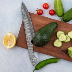 AMJ Damascus Steel Chef Blade ergonomic blade design for comfort