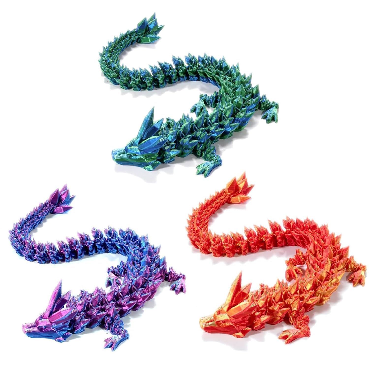 AMOMELA crystal dragon 12 inch 3 piece set purple