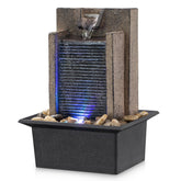 Amootek Tabletop Fountain with LED lights on a desk