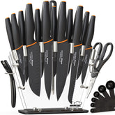 Amorston Knife Set acrylic block with 22-piece collection