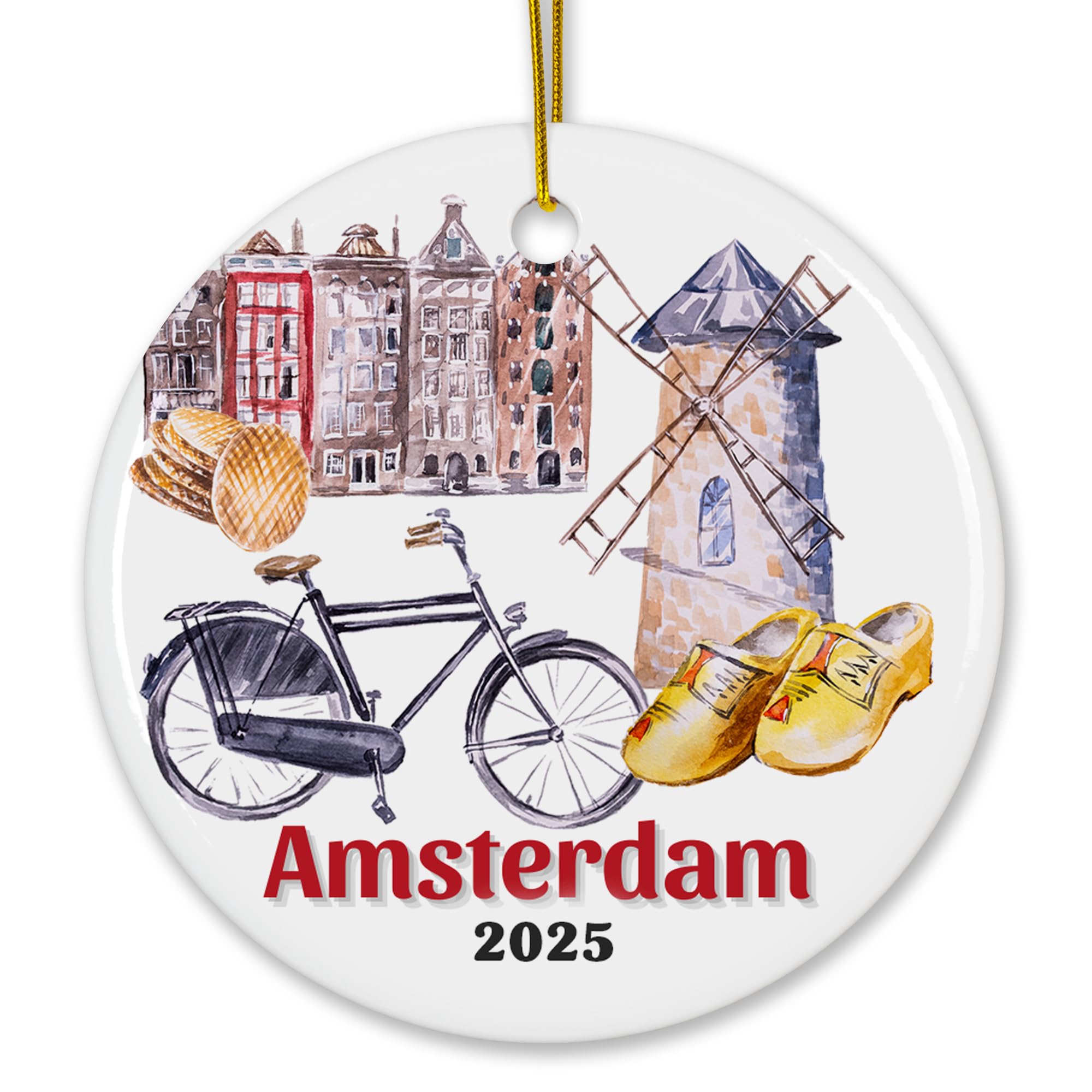 Amsterdam landmark skyline windmill Christmas ornament front view