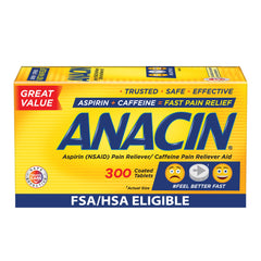 Anacin aspirin caffeine 300 count bottle