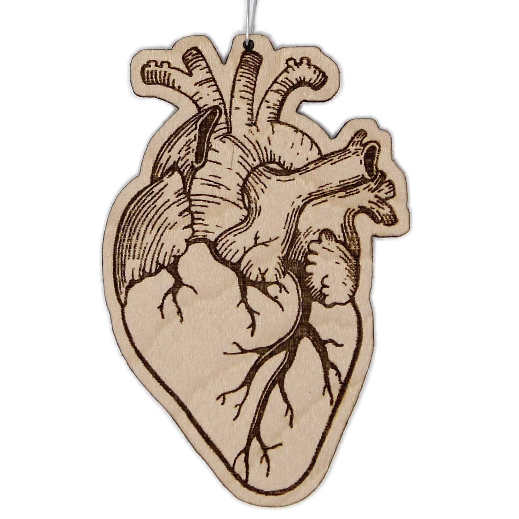Anatomical Heart Valentine's Day Ornament in birch wood