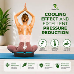 Coccyx cushion with non-slip base and breathable mesh cover