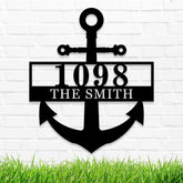 Anchor Sign house number plaque for beach house exterior