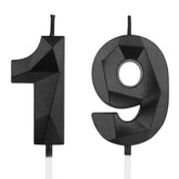 AndiluluBear 19th Black Birthday Candles with 3D diamond design