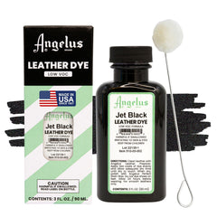 Angelus Leather Dye jet black 3oz bottle with dauber