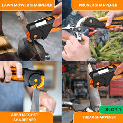 Angle guide included with Orange Ninja sharpener