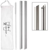 Angled tips bubble tea straws 2 pcs set with case