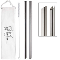 Angled tips bubble tea straws 2 pcs set with case