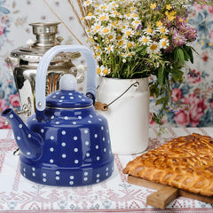 Angoily enamel tea kettle stainless steel handle blue