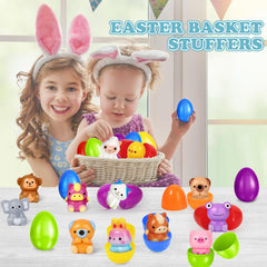 prefilled Easter eggs with 24 animal squeeze toys