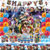 anime birthday decorations set product image showing balloons backdrop and banner