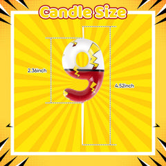 Anime numeral cake topper with red and white candle