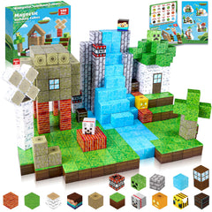 Annexfun Magnetic Blocks-100PCS set with 100 cubes in 16 colors for kids age 3+
