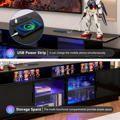 ansefe modern black TV cabinet console suitable for gaming