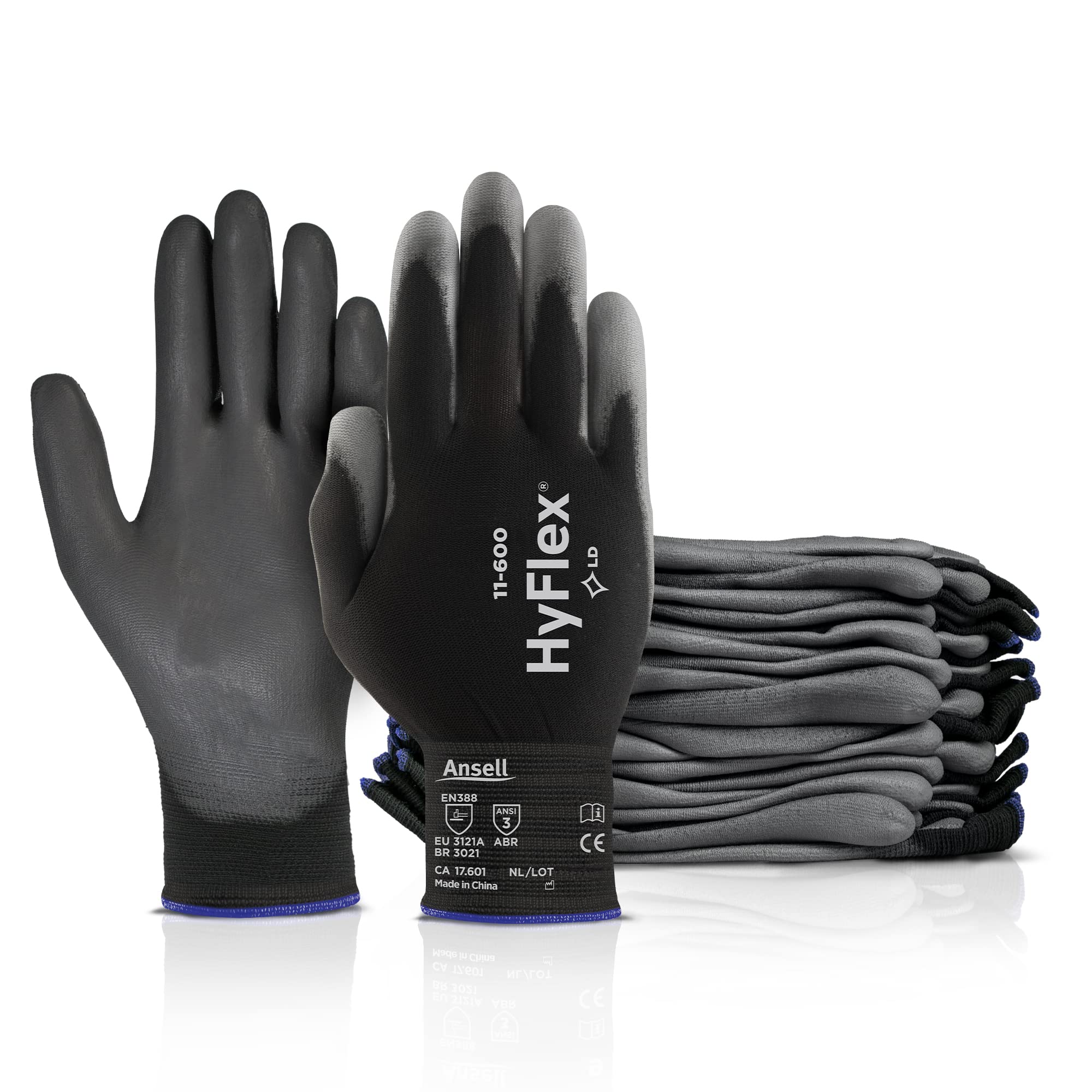 Ansell HyFlex 11-600 black gloves size L
